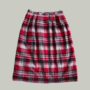 Vintage Pendleton Red Plaid 100% Virgin Wool Pleated Skirt